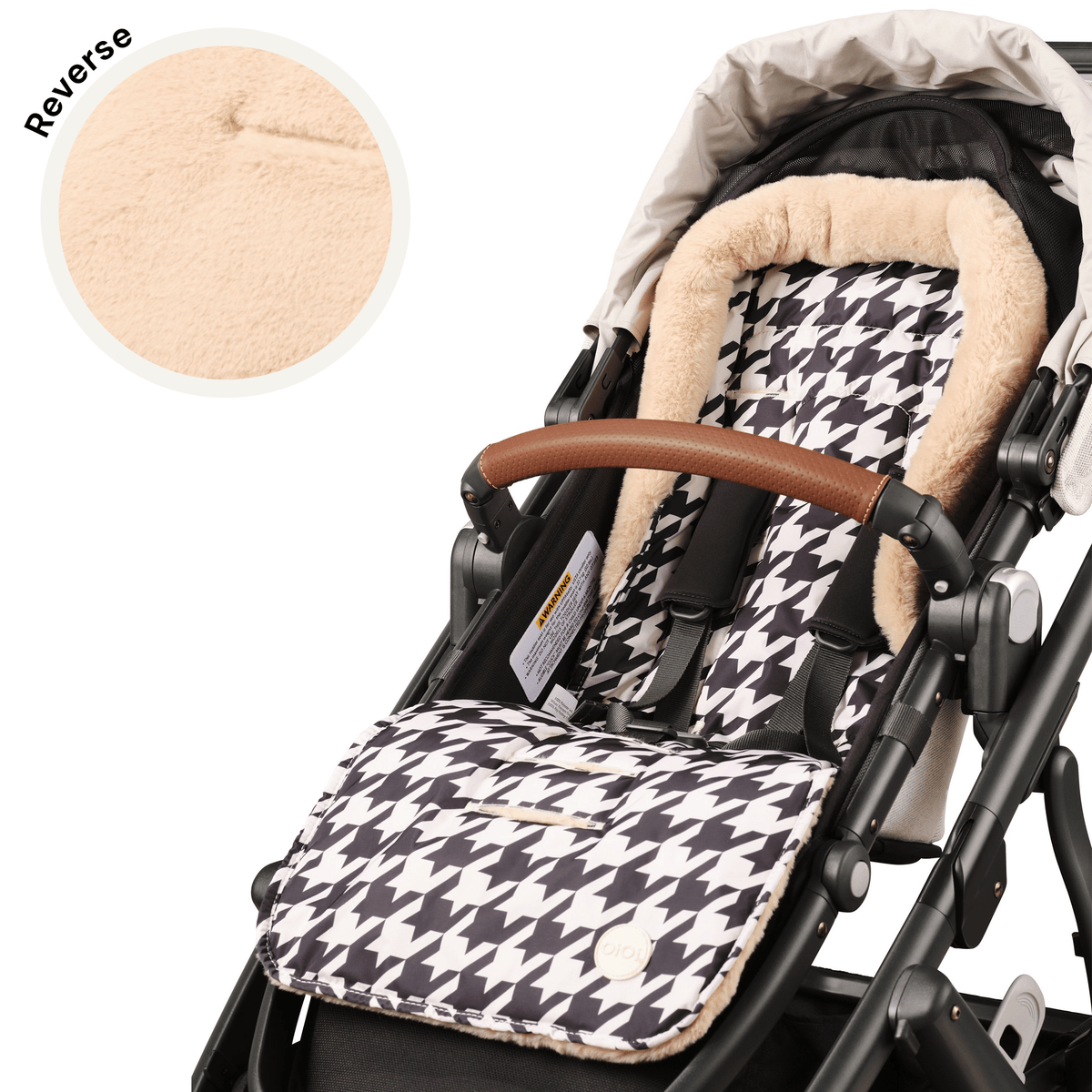 Reversible Pram Liner Houndstooth/Faux Fur — OiOi