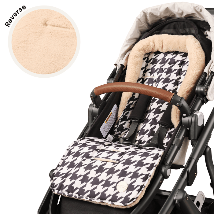 Reversible Pram Liner Houndstooth/Faux Fur — OiOi