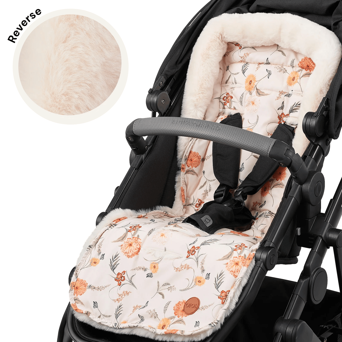 OiOi Cozy Fleece Pram Liner - Beige Gingham