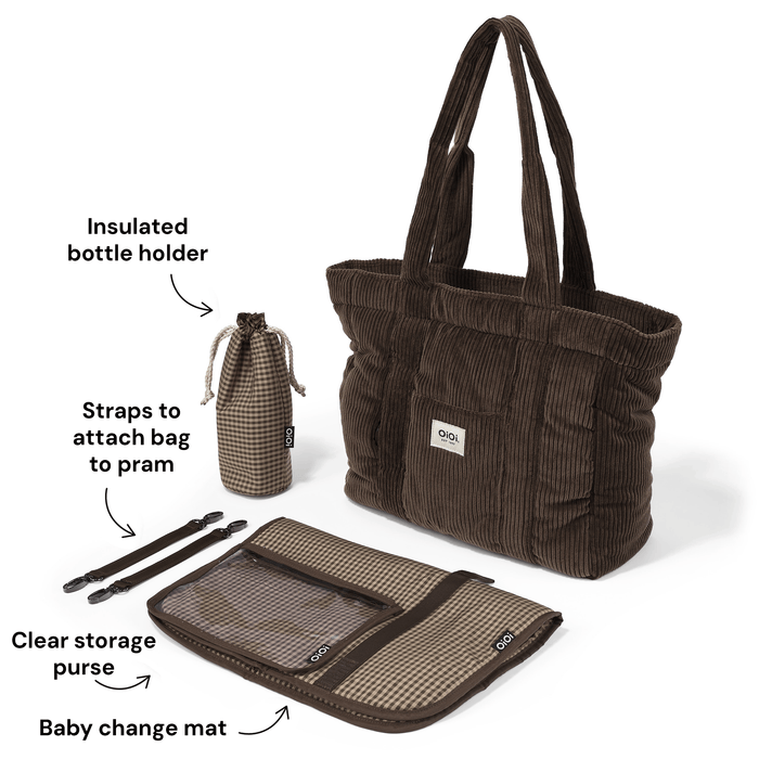Everyday Tote - Chocolate Brown Corduroy (PRE-ORDER FOR AUGUST DELIVERY)