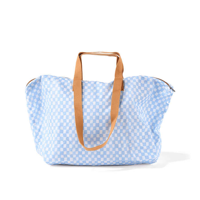 Fold-Up Tote -  Blue Check