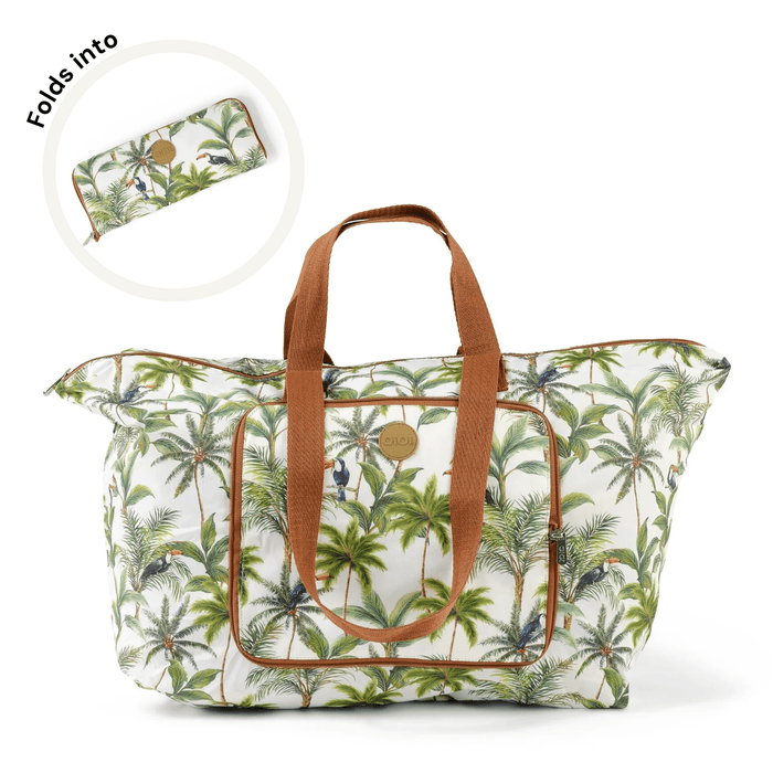 Fold-Up Tote - White Tropical