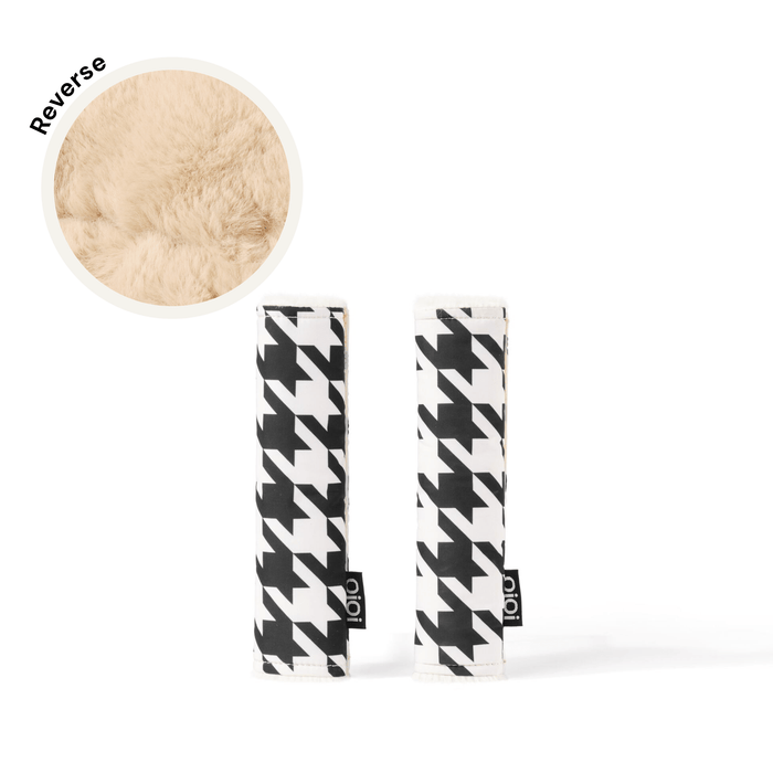 Reversible Pram Harness Cover Set - Houndstooth/Faux Fur