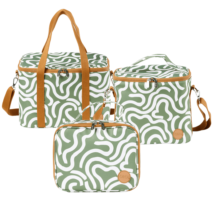 Insulated Lunch Bag Bundle - Green Squiggle