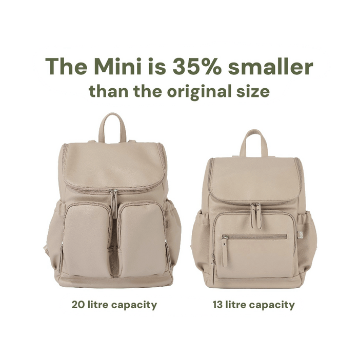 Mini Signature Backpack - Oat Vegan Leather