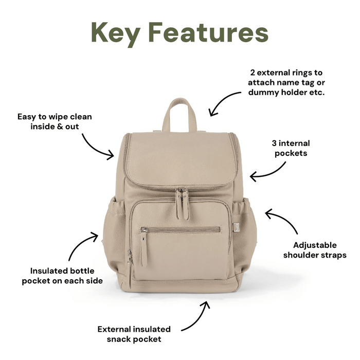 Mini Signature Backpack - Oat Vegan Leather