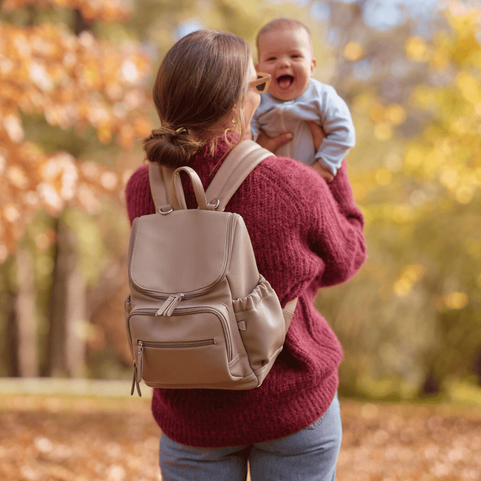 Mini Signature Backpack - Oat Vegan Leather