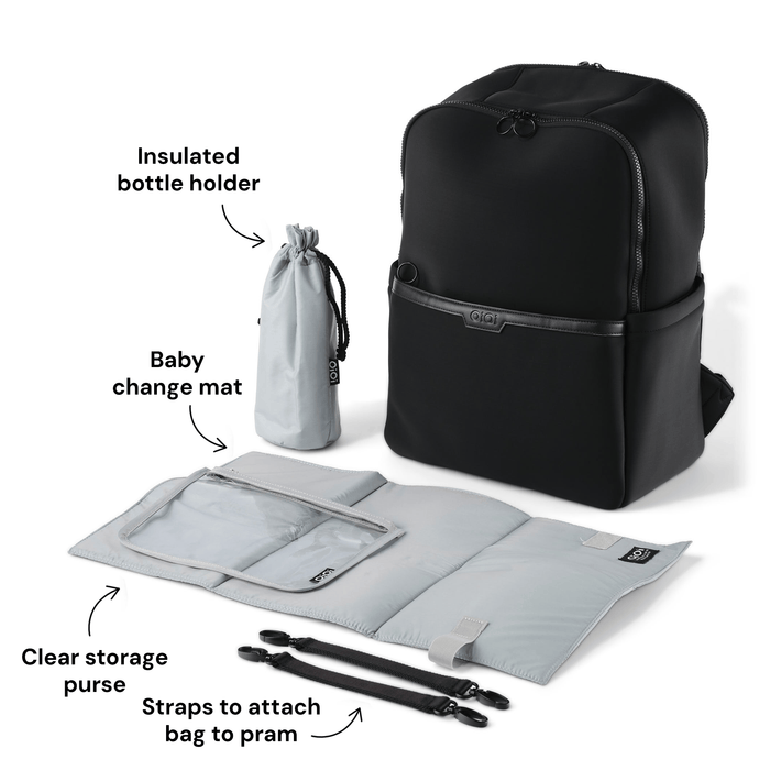 Multitasker Nappy Backpack - Black Neoprene