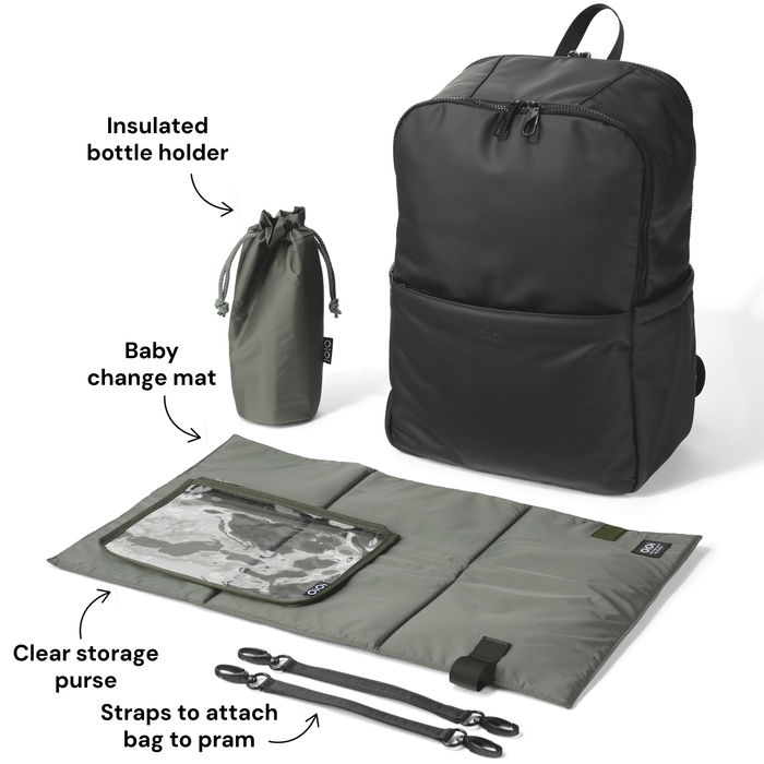 Multitasker Nappy Backpack - Black Weatherproof