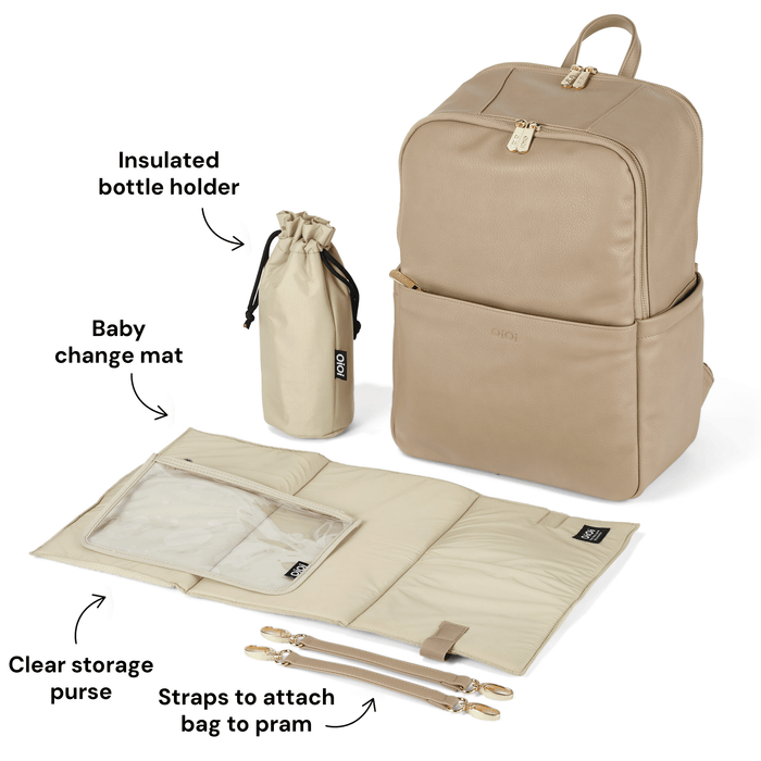 Multitasker Nappy Backpack - Oat Vegan Leather