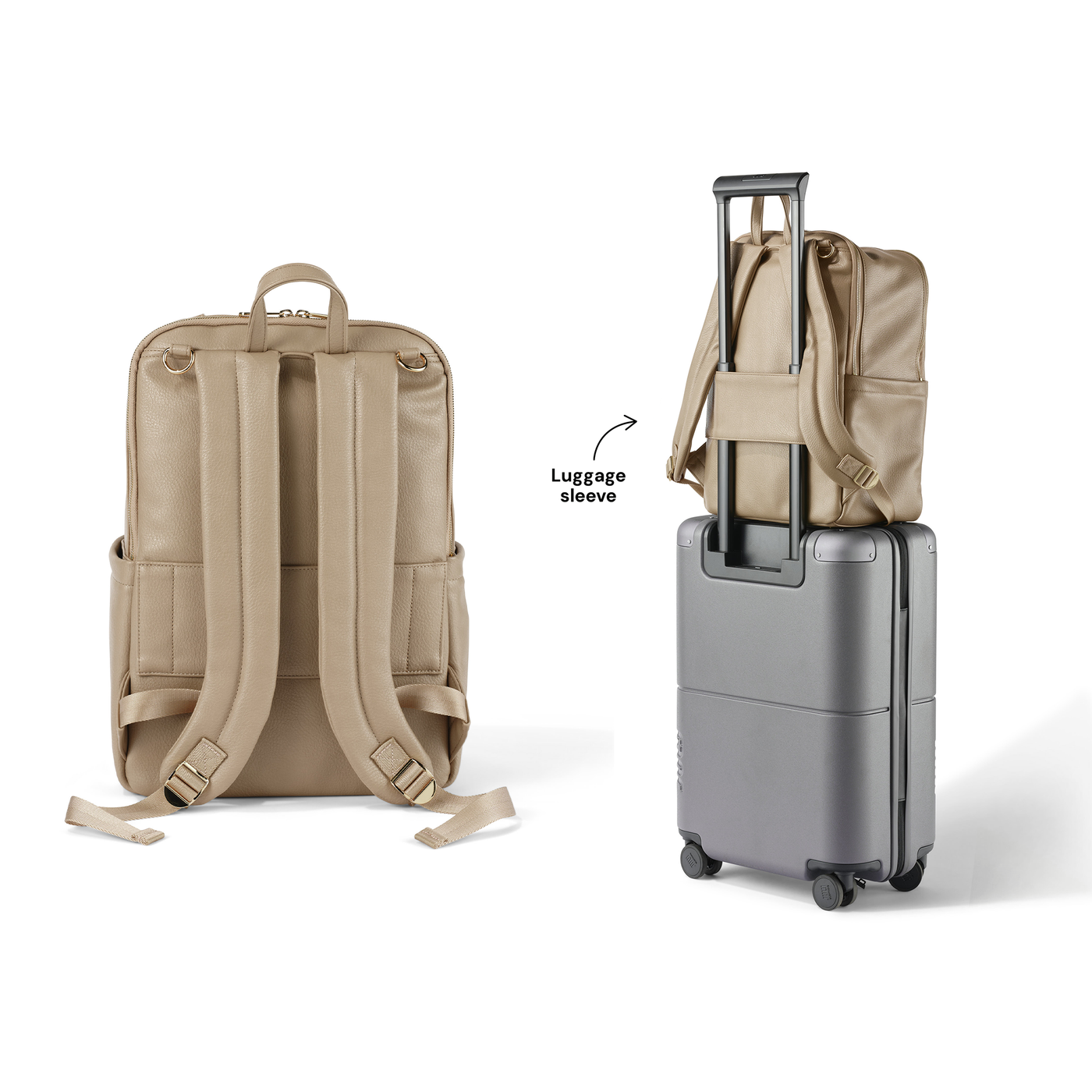Oat Multitasker Nappy Backpack by OiOi | Beige Backpack for 2 Kids