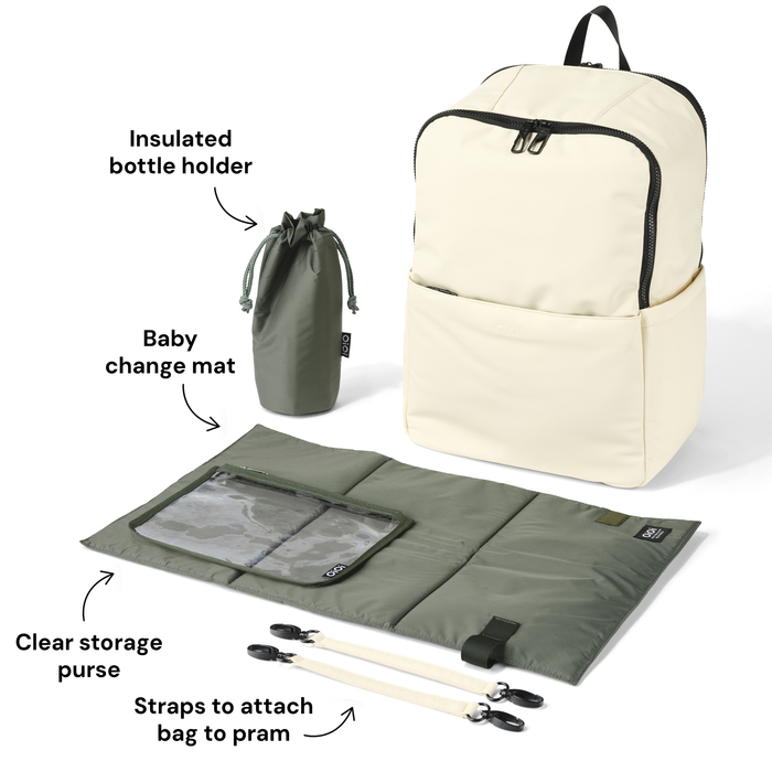 Multitasker Nappy Backpack - White Weatherproof