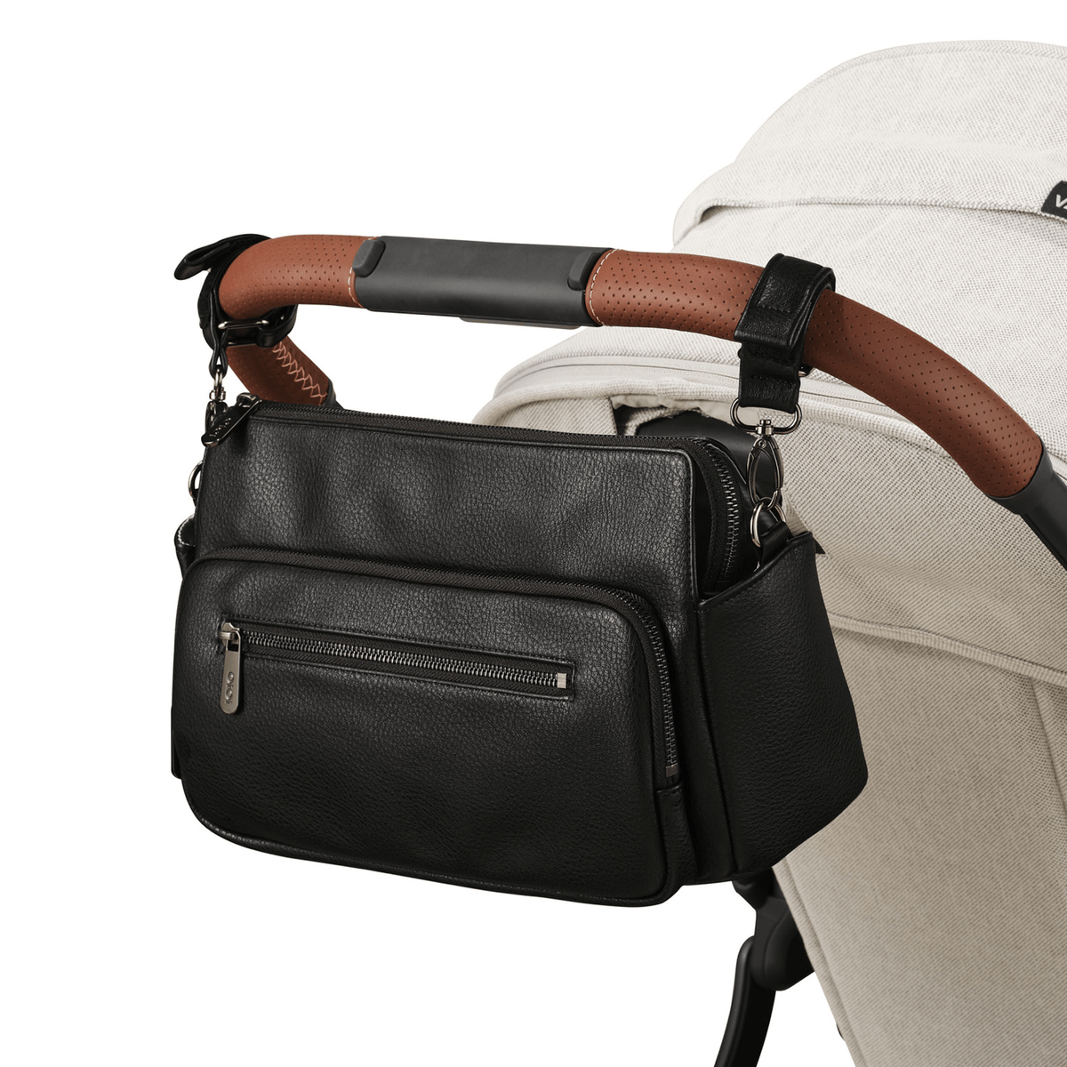 Multitasker Pram Caddy - Black Vegan Leather — OiOi