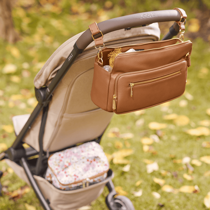 Multitasker Pram Caddy Chestnut Brown Vegan Leather — OiOi