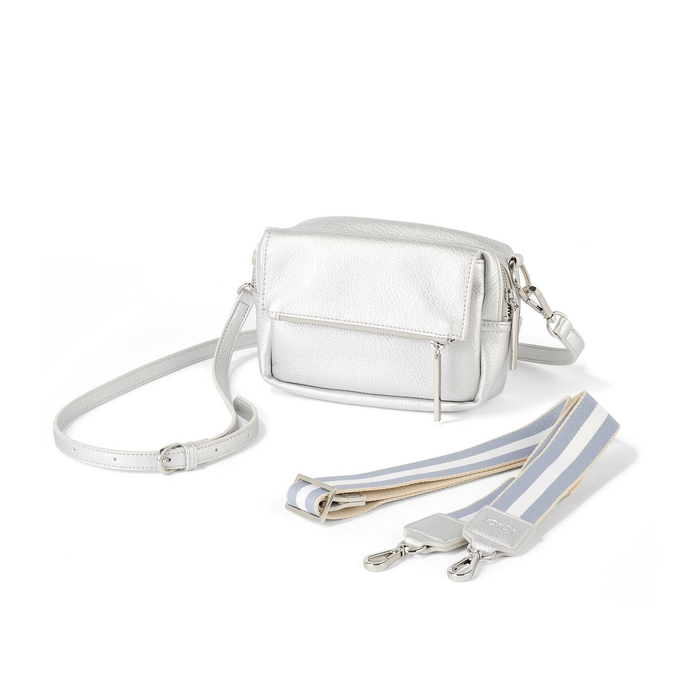 Silver Cross Body Bag Vegan Leather OiOi