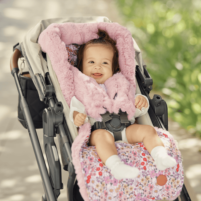 Daisy Reversible Pram Liner with Faux Fur Reverse OiOi