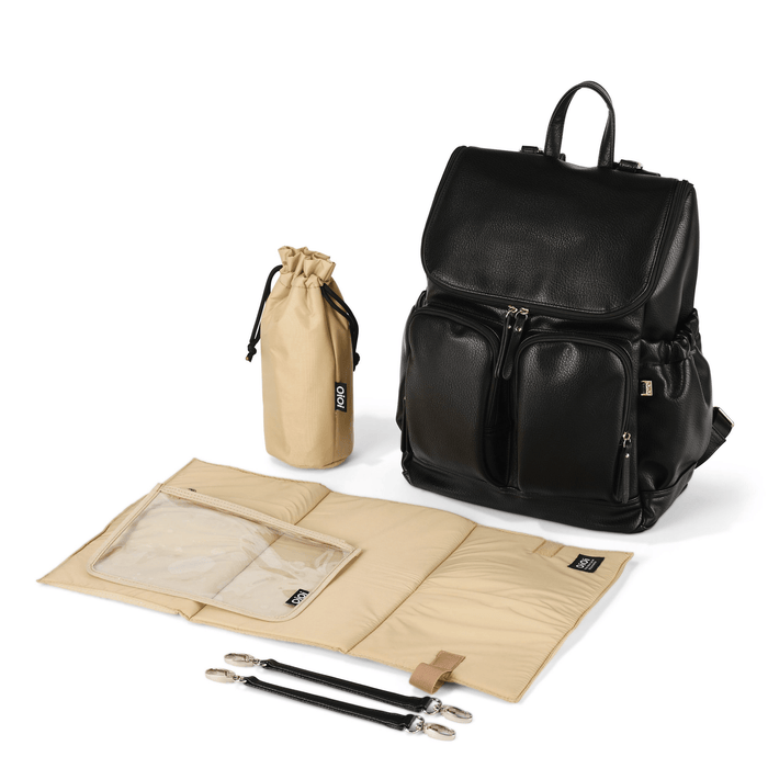 Signature Nappy Backpack - Black Dimple Vegan Leather