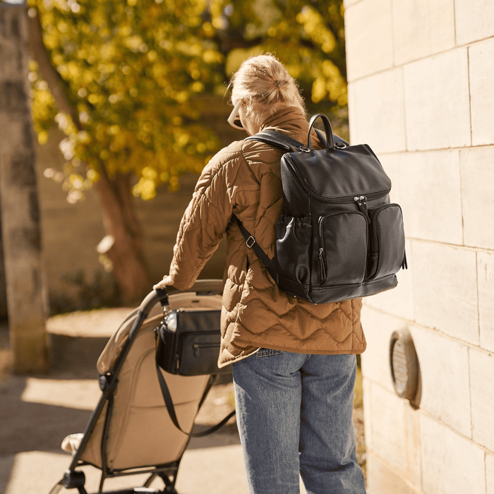 Signature Nappy Backpack - Black Dimple Vegan Leather