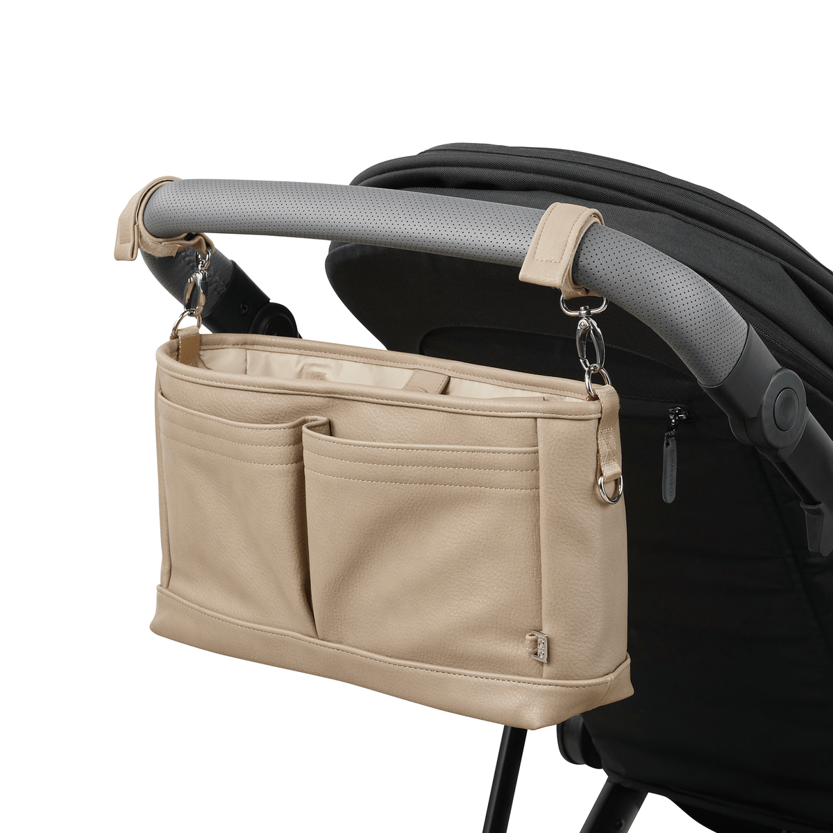 Oat Faux Leather Pram Caddy — OiOi - Main Image