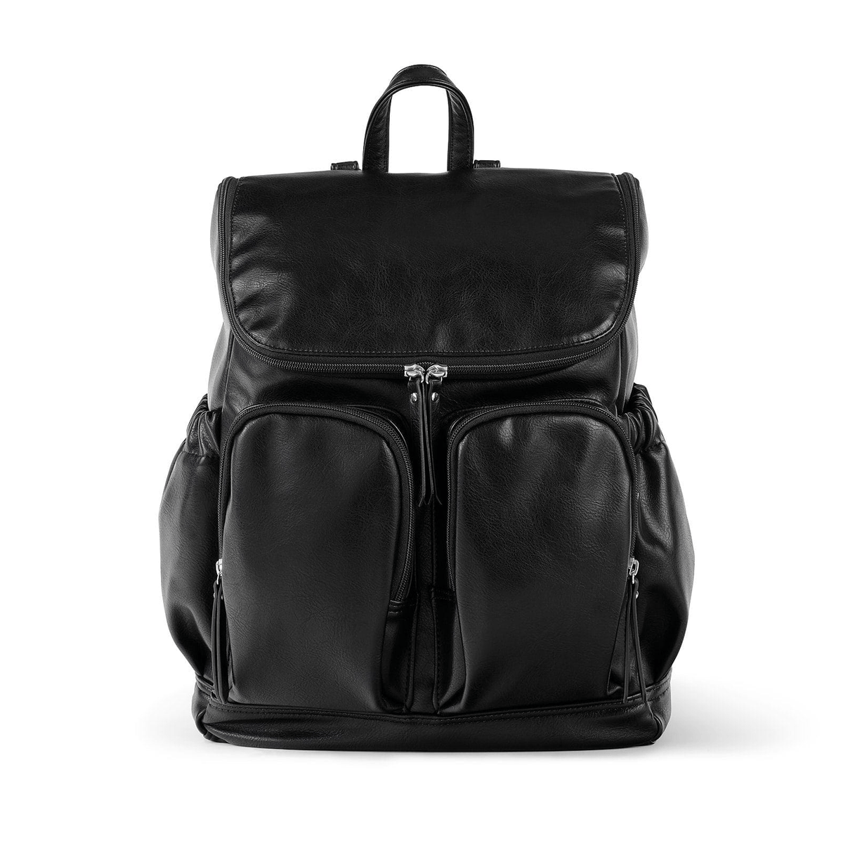 Signature Nappy Backpack - Black Faux Leather