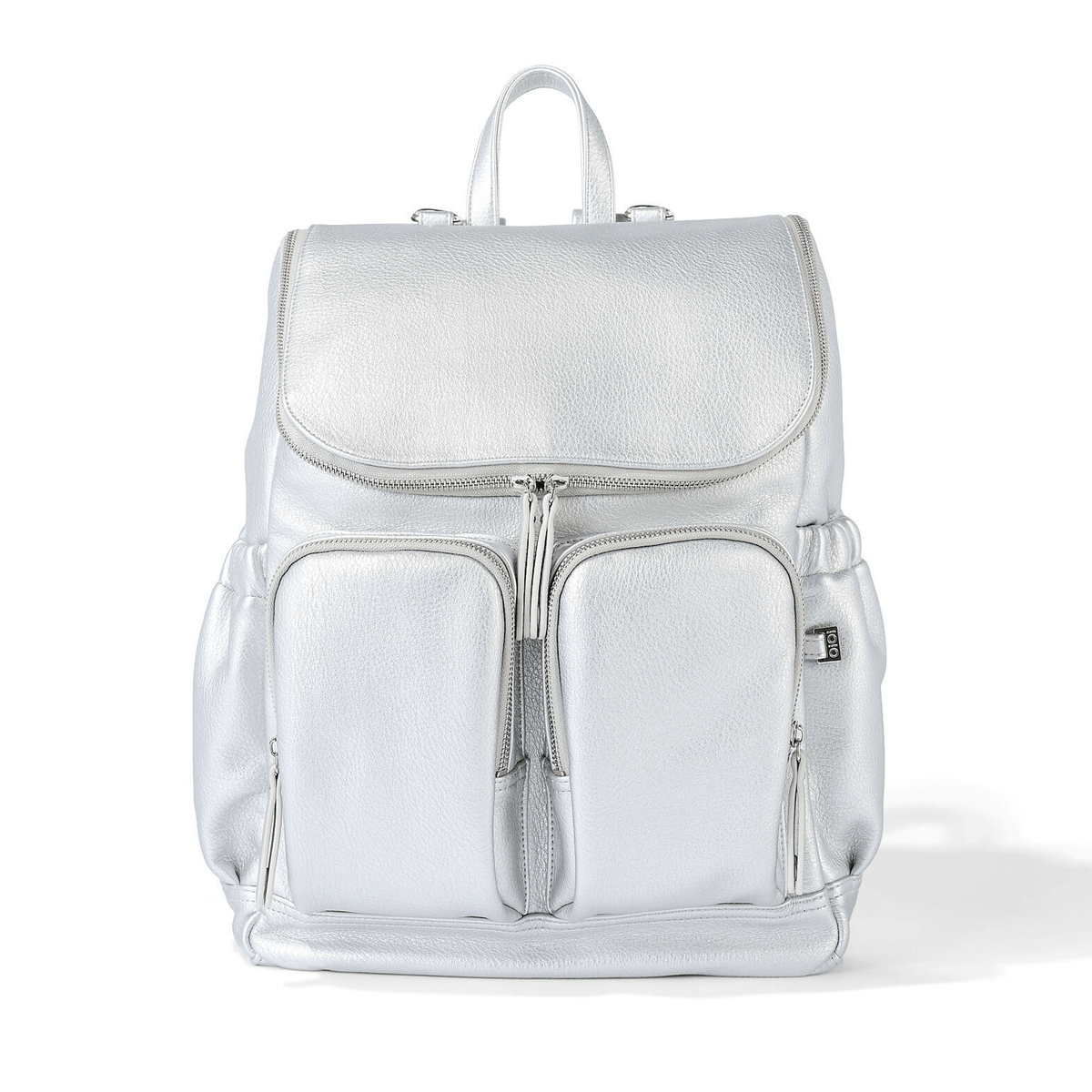 Silver Faux Leather Nappy Backpack — OiOi