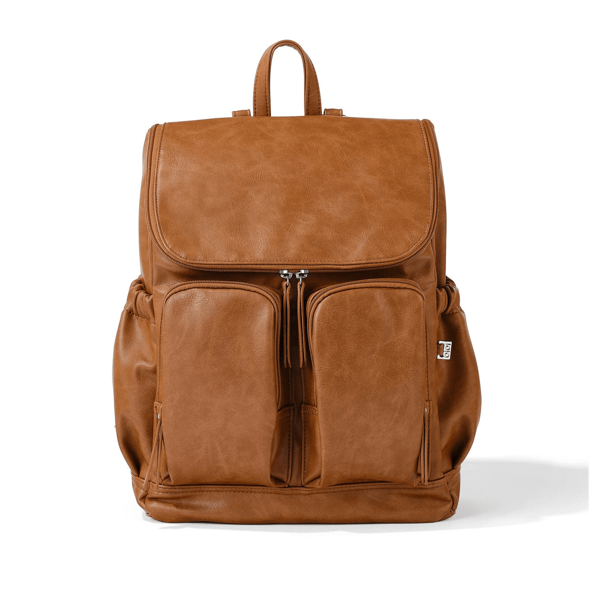 Tan Faux Leather Nappy Backpack — OiOi