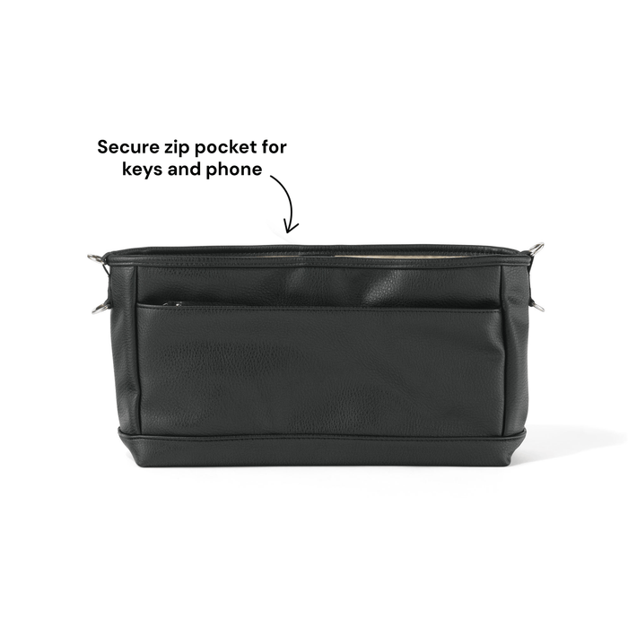 Signature Pram Caddy - Black Dimple Vegan Leather