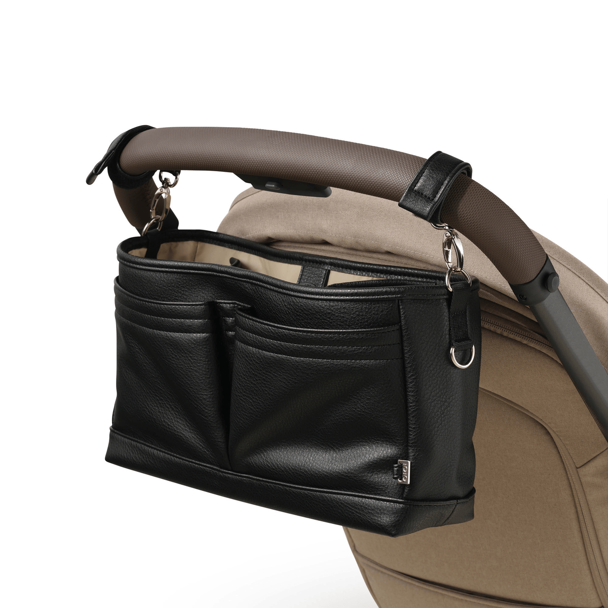 Black Faux Leather Pram Caddy — OiOi - Main Image