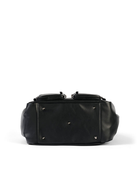 Bottom of the OiOi black faux leather nappy backpack